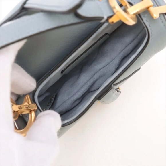 Christian Dior Saddle Micro Leather 2 Way Handbag Blue - Picture 8 of 13